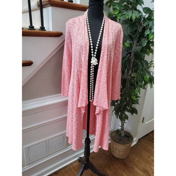 Azules Women's Pink Polyester Long Sleeve Open Front Casual Cardigan Size Medium - Picture 10 of 10